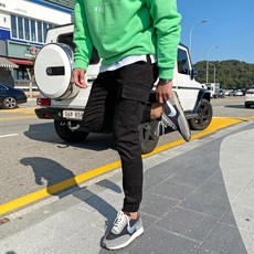 男士 Ganbare 彈性半鬆緊帶工裝束口褲