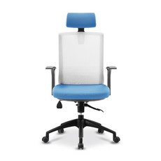 체어포커스 컴즈 블랙바디 메쉬 의자 CT800BK, 화이트 + 라이트블루