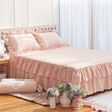 Ryugeumsuk 女人的心 生物水洗棉雙層荷葉邊裙式純棉床罩