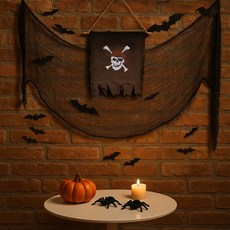 PARTYSHOW 萬聖節壁掛式海盜旗幟蜘蛛網裝飾套組, 1套, 混合色