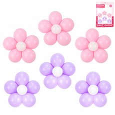 PARTYSHOW 雛菊重點色氣球1款 + 氣球2款 + 花朵造型工具組, 粉紅色, 薰衣草紫, 1套