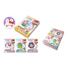 Friends Korea 2000 寶石十字繡圓形手拿鏡 4款 x 4入組, 1套, 兔子, 向日葵, 太空船, 仙人掌