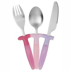 Premier 兒童餐具3件組, 1套, 粉紫色, 餐叉 + 餐刀 + 湯匙