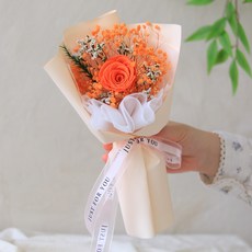 ScentBasket 不凋謝鮮花 永生愛戀玫瑰混搭花束 + 提袋組合, 橘色