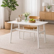 가구느낌 인테리어 해피테이블 1000 x 600 x 750 mm, 화이트, 4인용