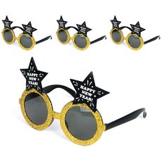 indi.k 閃亮星星新年快樂派對眼鏡, 金色, 4個