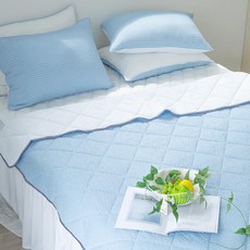 夏夜涼感人造絲泡泡紗薄被, 藍色