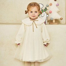 mollimelli 女童 Stella 領飾刷毛連身裙