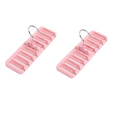 The Bella 360度旋轉衣櫃皮帶領帶飾品8孔掛架, 粉紅色, 2個