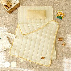 Aileen Kids 色素水洗 幼兒園午睡被 一體式袋子套組, 蜂蜜奶油