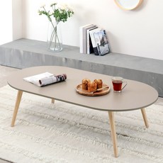 icancompany 120公分橢圓LPM實木腳茶几, 米色