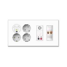 WONHA Ti2通訊插座待機3口+CATV+RJ45+喇叭插孔+音頻插孔磨砂白雪, 1個