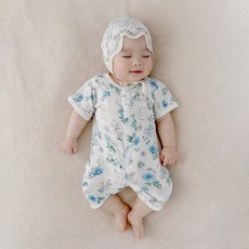 Bebeniz 新生兒用涼感網眼圖案短袖連身衣