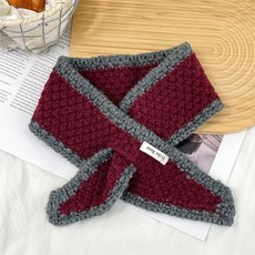 HARAROI 撞色小巧針織圍巾 白色