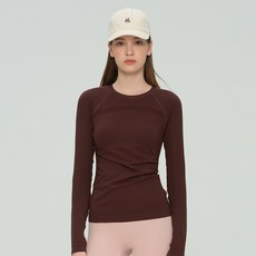 씨오브비 여성용 애슬레저 라운드 메쉬 포인트 슬림핏 롱슬리브