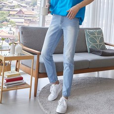 PLAYS 男士隱藏綁帶跨度修身直筒牛仔褲