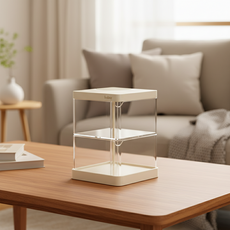 조인메이드 회전식 투명 화장품 정리대 수납함 2단, 크림, 1개