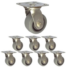 MASTER. S 不銹鋼腳輪 101mm 重型不銹鋼 灰色橡膠 軸承 灰色 平板 旋轉 S DS 3340 MRB-S, 8個
