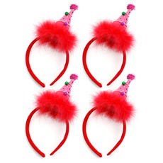 LivingDA 聖誕節錐形帽髮箍, 粉紅色, 4個