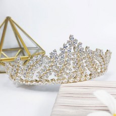派對婚禮鋯石公主皇冠髮飾, 金色, 1個