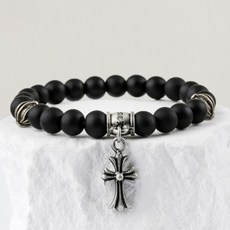 Shoveoff 男士十字架黑瑪瑙原石手鍊
