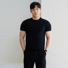 HCOOLNAM 男士寬肩效果肌肉剪裁鬆緊帶短袖T恤