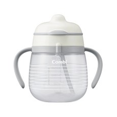COMBI 防漏吸管學習杯, 白色, 1個, 240ml