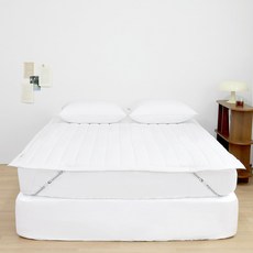 Snoozz 經典純棉60支紗水洗固定鬆緊帶床墊, 白色
