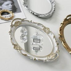 아이엘 일호장신구 화장품 화장대 정리 인테리어 궁전 메이크업 주얼리보관 거울 트레이, 궁전메이크업&주얼리보관거울트레이(화이트)