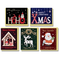 Yeongwon Velvet Wood 聖誕卡5件組 A25, 混合色, 1套