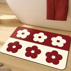 Wither Home 雙花朵圖案門墊, 紅色, 1個