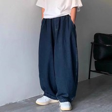 Elsso 男士美式休閒風氣球感超寬版長牛仔褲