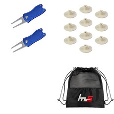 NAYASTYLE 高爾夫果嶺叉修補器 2入 + TPE 高爾夫短球梯 10入 + 收納袋套組 GFYP-41-4+168-1PU, 混合顏色