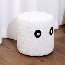 순잠 몽글몽글 털 표정 화이트동그라미눈 동글이 스툴, 화이트, 1개