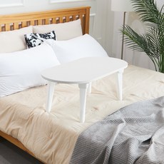 Story Furniture 韓國製造 E0 LPM 6段高度調節 橢圓形折疊桌, 純白色