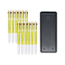 DONG-A 離子3色原子筆 0.5mm 12入+售票化學 c型筆盤組, 檸檬綠（彩色筆）、黑色（筆盤）, 1套