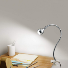 可調燈頭夾式LED檯燈, 銀