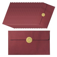 萊薩克壓紋信封, 酒紅色(信封), 隨機出貨(貼紙), 20個