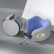 순잠 리바운드 U자형 메모리폼 목베개 + 케이스 세트, 블루