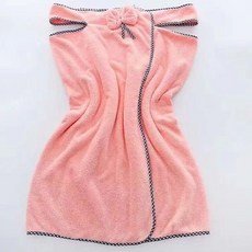 마더브띠 여성용 왕리본 원피스 목욕가운 샤워타올, 핑크레드, 1개