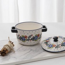 MAISON OBJET PRAKA 波蘭風格陶瓷手柄蒸蛋碗, 花卉圖案, 1個