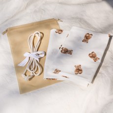 For Home 手工可愛迷你熊車宿窗簾 2入 + 繩子 + 收納袋套組, 混合顏色, 1套