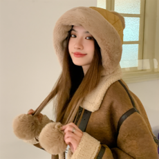 PEONIST 可愛鋪棉毛球防寒漁夫帽