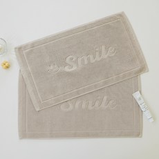 Nature Living 飯店式高級浴室棉質地墊 2入, 米色SMILE