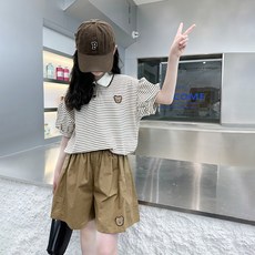 Starbean 女童小熊泡泡袖短袖+短褲套裝