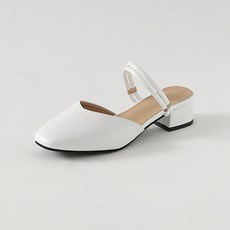 ChakanShoes 女款2Way雙綁帶粗跟涼拖鞋 SDLTS2b3011c1, 245mm, 白色