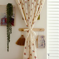 mariangel 復古懷舊羅絲貝莉棉質遮蔽窗簾 穿桿式, 混合色