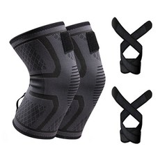 에버하우스 피트니스 2중 압박 무릎보호대 블랙, 2개