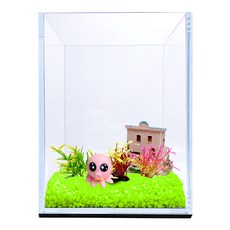 Rora Pet 15高立方加濕魚缸+彩石+人物模型+仿古屋+七彩花朵3件套, 蘋果綠（彩石），隨機發貨（人物模型，仿古屋）