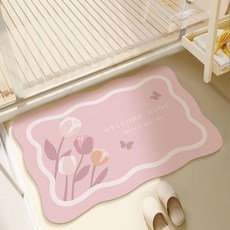 PEONIST 鬱金香粉彩風室內地墊, 粉紅色